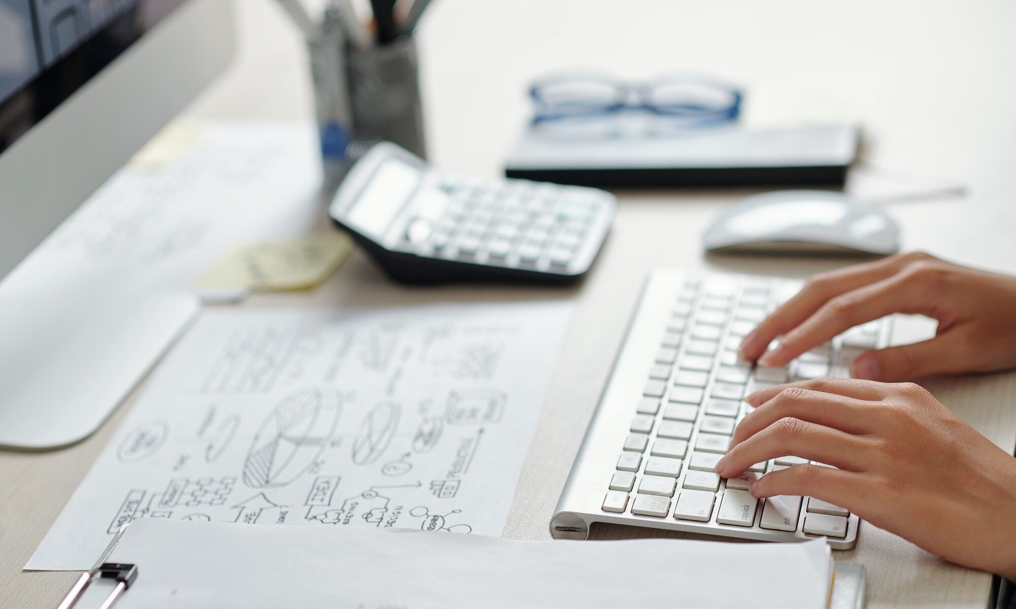 Businesswoman working on computer